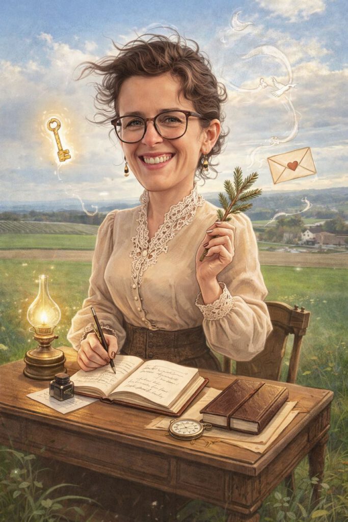 mariola am schreibtisch in der natur